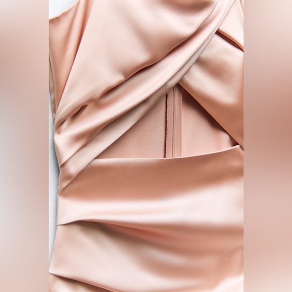 Zara dress satin effect bodycon mini party coctail cut out dusty rose - Picture 2 of 7